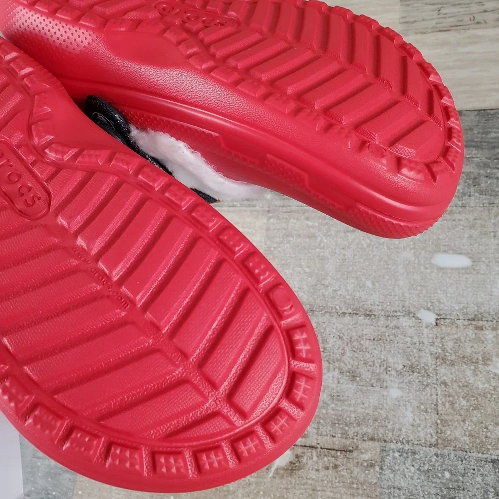 Crocs Classic Lined Santa Clogs Sz‎ C8 8 Childrens Sandals Christmas Holiday